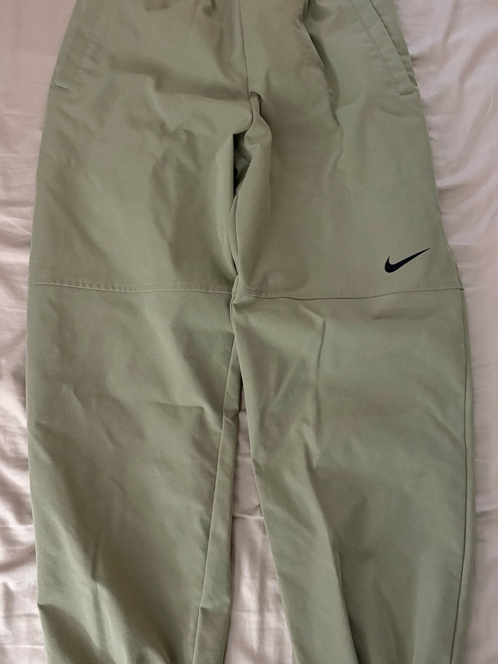 Nike Kids Sage Green Athletic Joggers with Swoosh